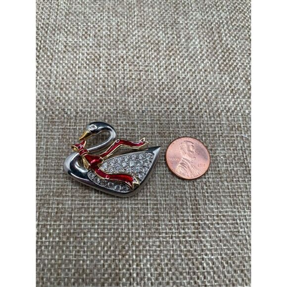 Vintage Brooch Swarovski Logo Swan Rhodium plated Swarovski Pave Crystals - Picture 5 of 8